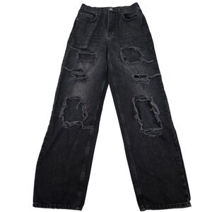 BDG Urban Outfitters High-Rise‎ Baggy Jeans Thrashed Ripped Distressed Black 28